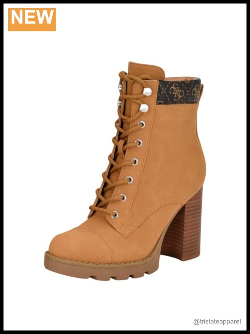 Guess Nellsan Women's Ankle Bootie Block Heel Lace Up Faux Suede